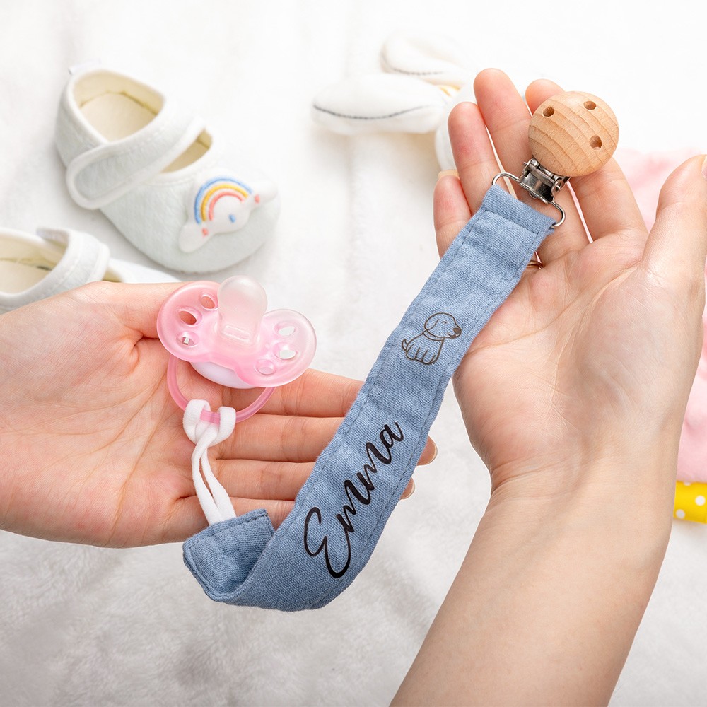 Schnullerband mit individuellem Namen, Schnullerband aus Baumwolle, Schnullerkette, Baby-Schnullerzubehör, Duschgeschenke für Babys/Kleinkinder, Taufgeschenk