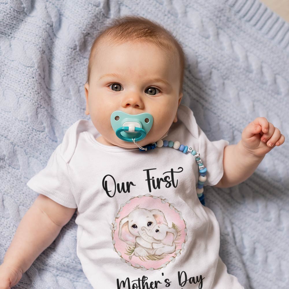 Our First Mother's Day Mom and Baby Set/Matching Shirt, Mummy and Baby Gift, Mama Baby Elephants, T-shirt Bodysuit Romper Babygrow Vest Set, New Mom Gift, Mother's Day Gift