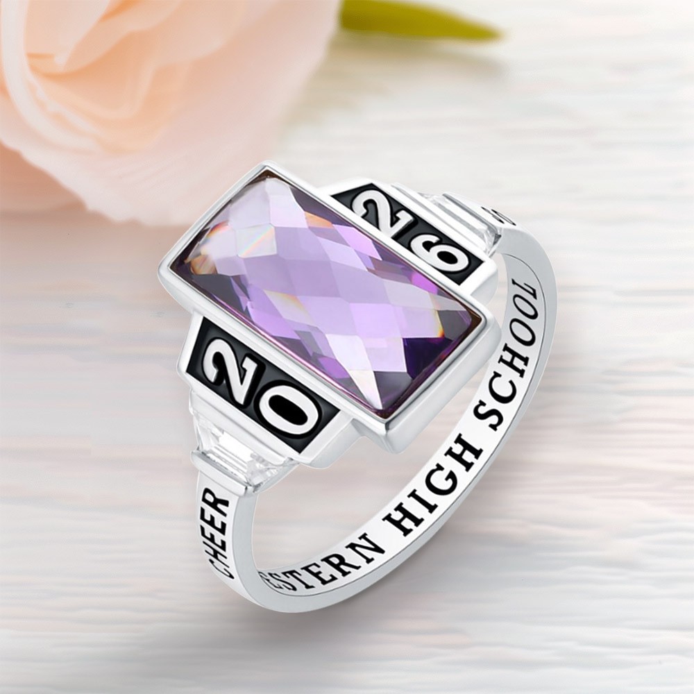 Custom Engraved Class Ring with Birthstone, Graduation Mementos Jewelry