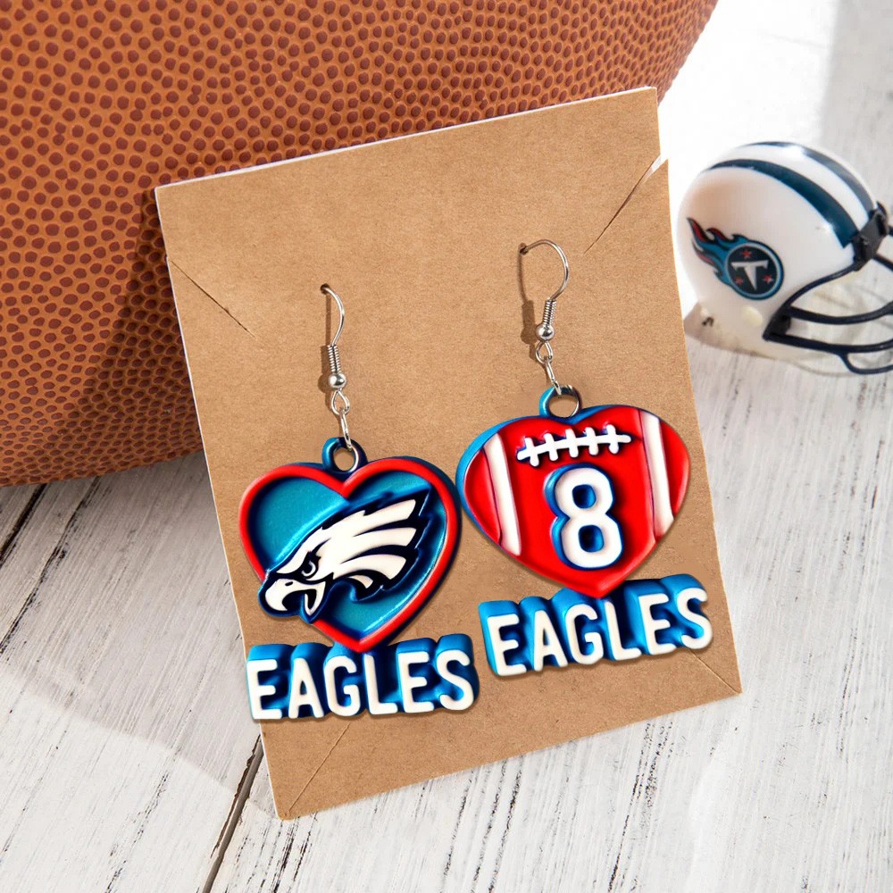 Custom Team Earrings, Personalized Name and Logo Dangle Jewelry for Game Day Fans