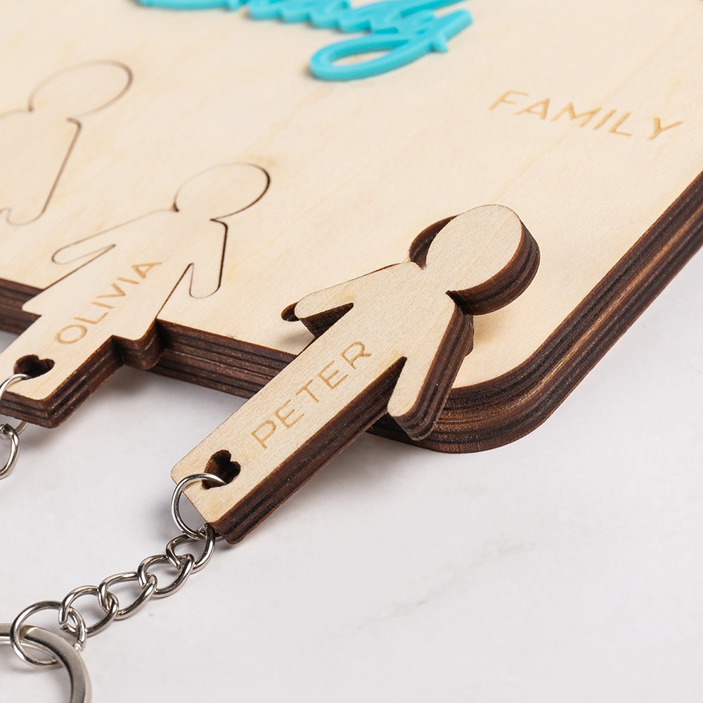 Personalized Wooden Key Holder for Wall, Custom Family Key Hanger, Wood Key Rack Organizer, Entryway Key Holder, Keyring Hanger, Keyring Holder