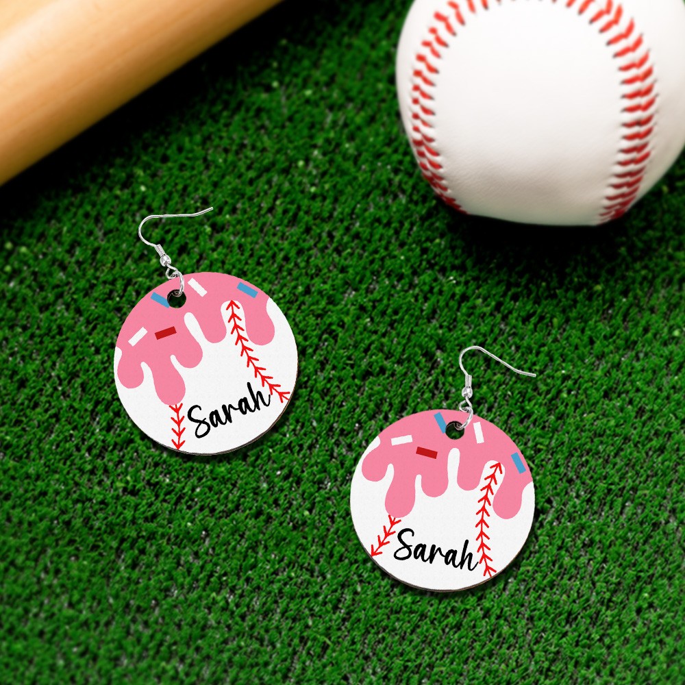 Ice Cream Baseball Earrings, Fun Dessert and Sports Inspired Jewelry, Unique Baseball and Ice Cream Charm Earrings, Cute and Playful Gift for Sports Fans