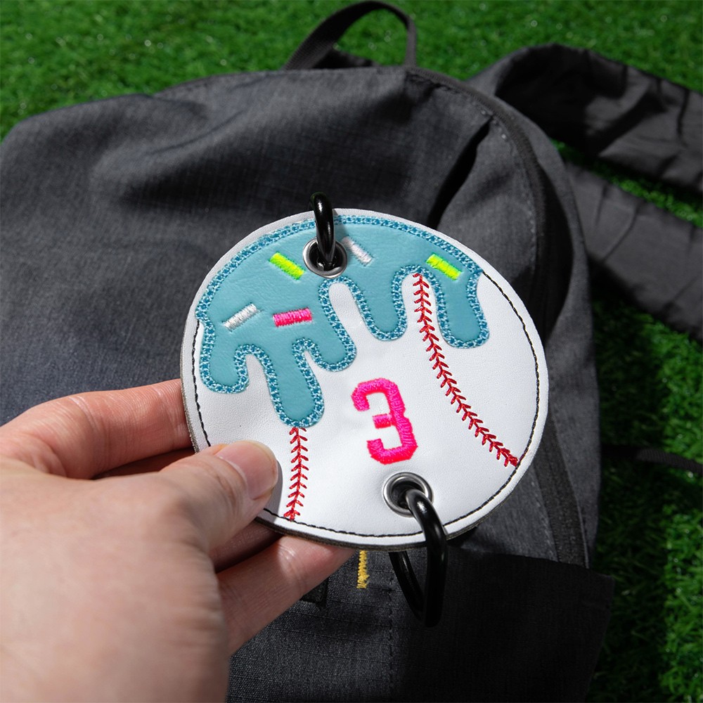 Custom Ice Cream Baseball Bag Charm, Personalized Name Embroidered Keychain, Unique Ice Cream Stick Baseball Bag Holder, Gift for Kids and Sports Lovers