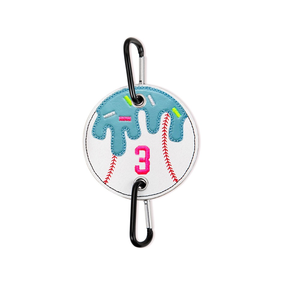 Custom Ice Cream Baseball Bag Charm, Personalized Name Embroidered Keychain, Unique Ice Cream Stick Baseball Bag Holder, Gift for Kids and Sports Lovers