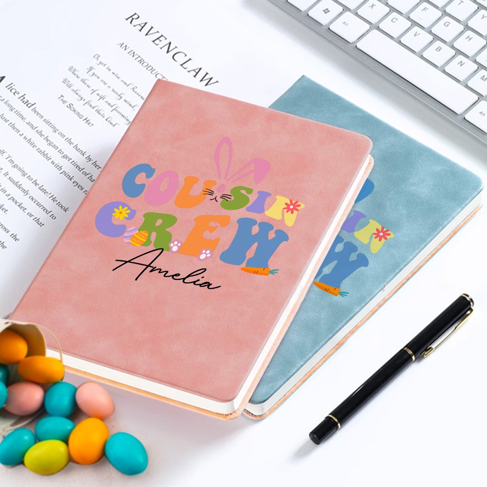 Personalized Cousin Crew Easter Notebook Custom Name, Multicolor Easter Journal for Kids and Family, Unique Holiday Gift for Easter