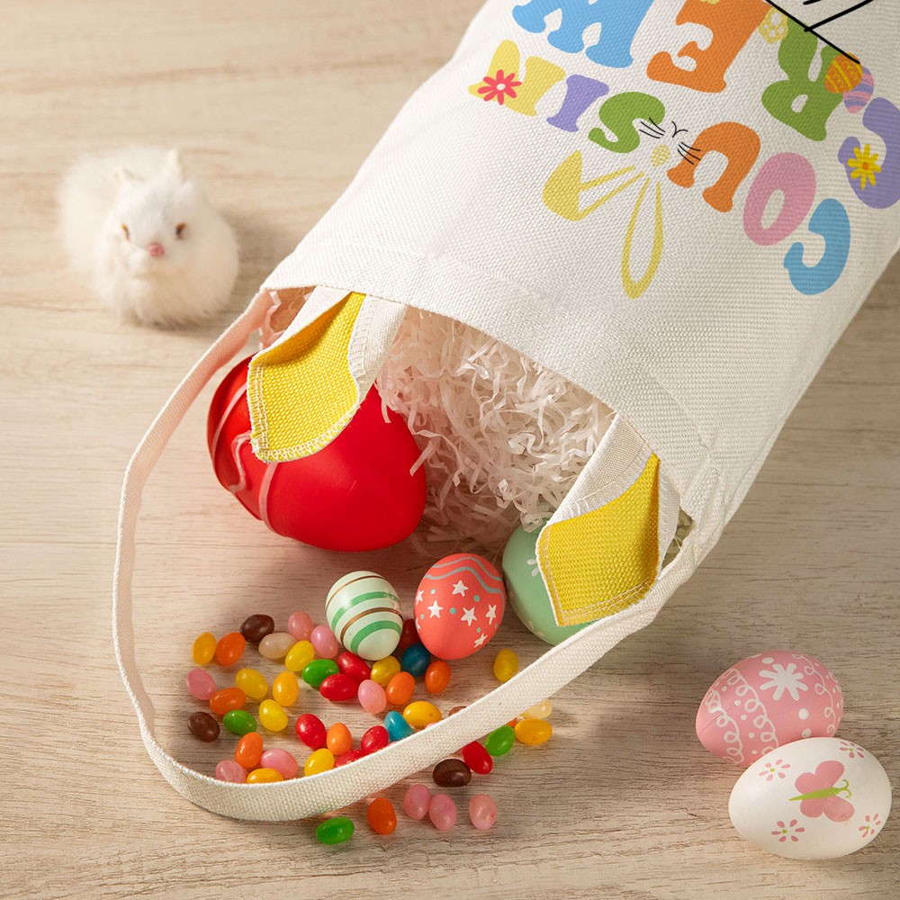 Personalized Cousin Crew Easter Egg Basket with Name, Custom Easter Egg Hunt Basket, Birthday Party Favors Gift for Kids