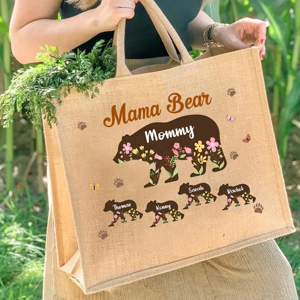 Jute bag with bear