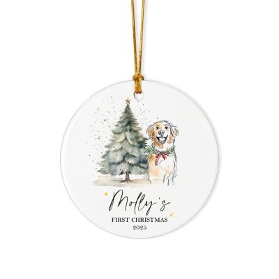 Personalized Name Dog's First Christmas Ornament, Ceramic Holiday Tree Hanging Decor, Christmas Keepsake 2024, Christmas Gift for Dog Lovers/Owners