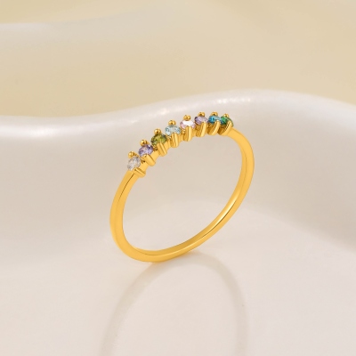 Custom Mini Family 1-8 Birthstone Ring, Personalized Gemstone Sterling Silver 925 Ring, Stackable Ring, Christmas Gift, Birthday Gift for Her/Mother