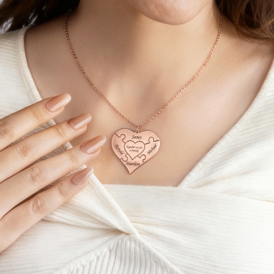 Personalized Heart Puzzle Necklace