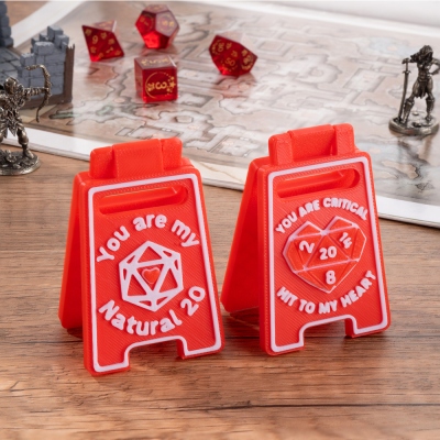 3D Printed DND D20 Heart Decorative Message Sign, Romantic Valentine's Day Gift for DND Players