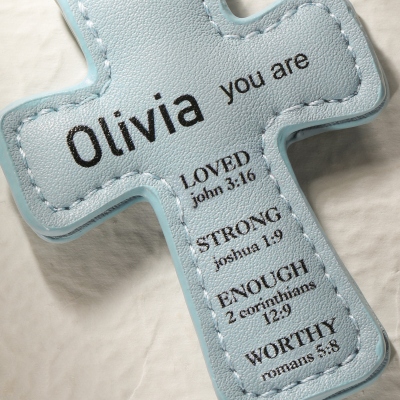 Custom Name Bible Verses Cross Shaped Leather Bookmark, Magnetic Christian Bookmark Clip, Baptism/Confirmation Gift for Book Lovers/Family/Friends