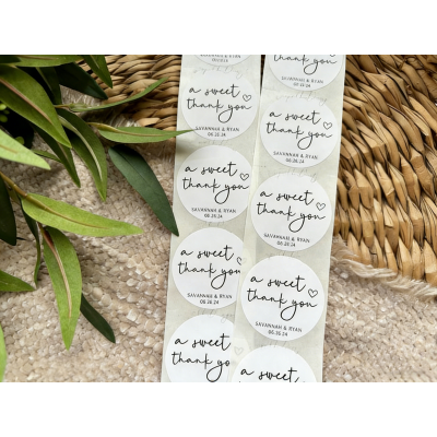 A Sweet Thank You Stickers, Party Favor Tags, Wedding Gift Bag, Wedding Favor Ideas, Bridal Shower Favors, Modern Minimalist Stickers