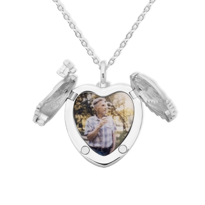 Personalized Photo Angel Wings Cremation Urn Necklace for Ashes, Sterling Silver 925 Cremation Jewelry, Memorial Gift for Pet/Baby/Family/Friend