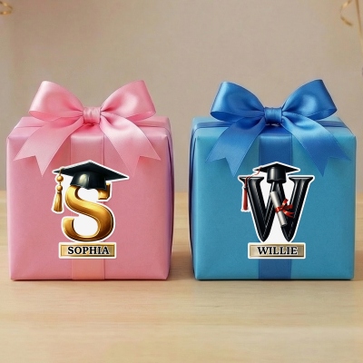 Personalized Graduation Cap Alphabet Stickers with Name, Waterproof Self-Adhesive Graduation Gift Labels, Party Favors, Gifts for Graduates