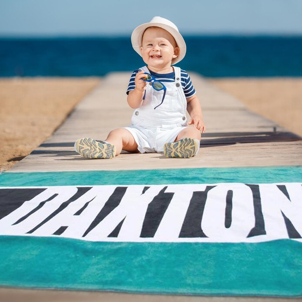 Telo mare personalizzato a righe vivaci, asciugamano in microfibra con  lettere a righe per viaggi/nuoto/piscina/yoga/palestra, regalo di  compleanno/festa/vacanza per famiglia/bambini