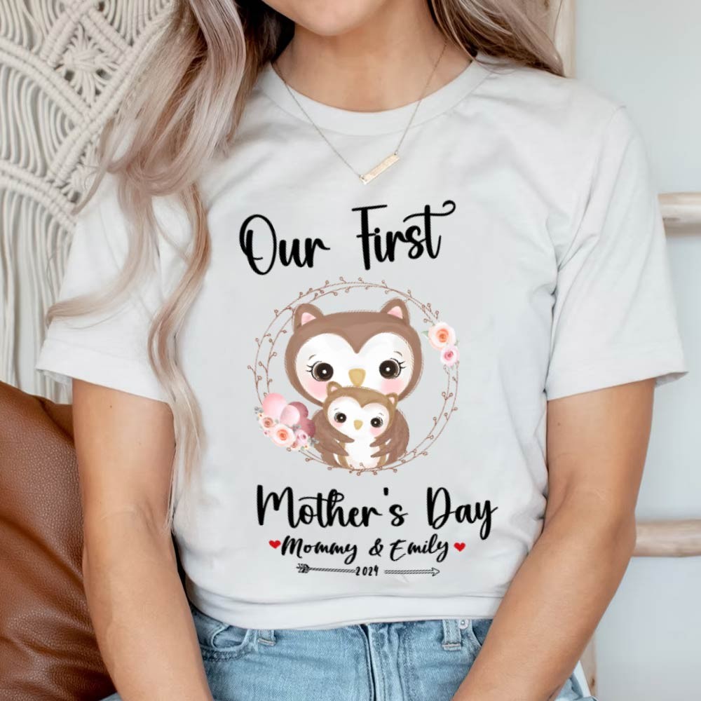 Our First Mother's Day Mom and Baby Set/Matching Shirt, Mummy and Baby Gift, Mama Baby Owls, T-shirt Bodysuit Romper Babygrow Vest Set, New Mom Gift, Mother's Day Gift