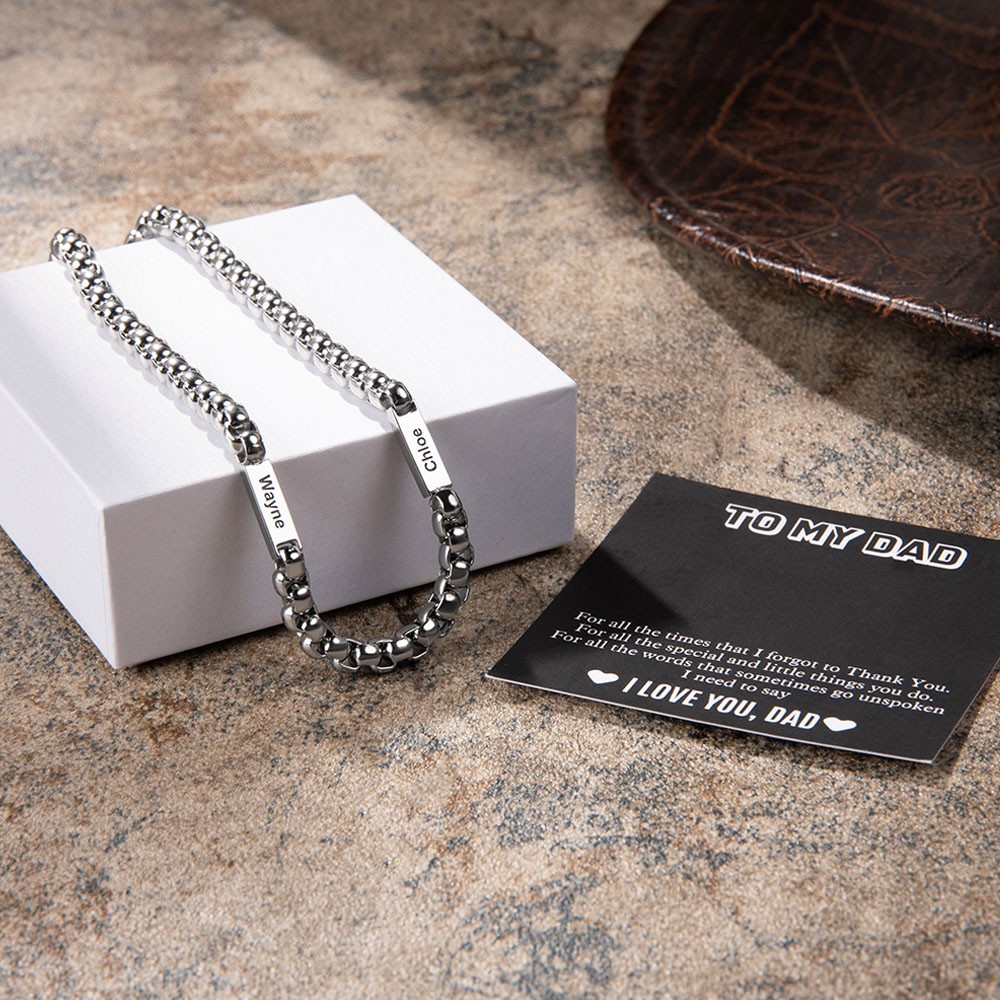 Personalisierte kubanische Gliederkette mit 2 Namen, personalisierter minimalistischer Schmuck für Männer, Vatertags-/Geburtstagsgeschenk für Papa/Freund/Ehemann