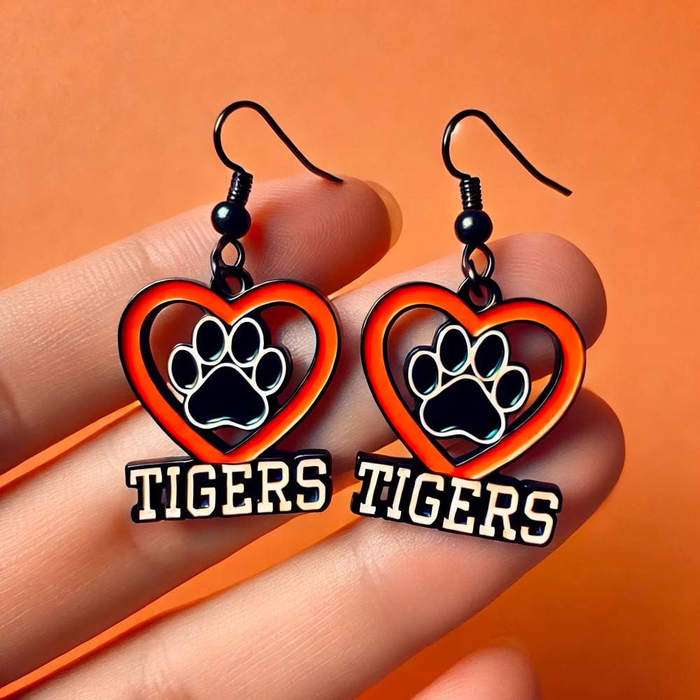 Custom Team Earrings, Personalized Name and Logo Dangle Jewelry for Game Day Fans