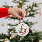 Henkilökohtainen söpö Santa Hat Snowman Lumimies Lumihiutale Keraaminen Koriste Initial ja nimi Joulukuusi Decor Lomalahja Lapsille Perheelle