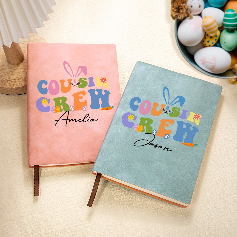 Personalized Cousin Crew Easter Notebook Custom Name, Multicolor Easter Journal for Kids and Family, Unique Holiday Gift for Easter