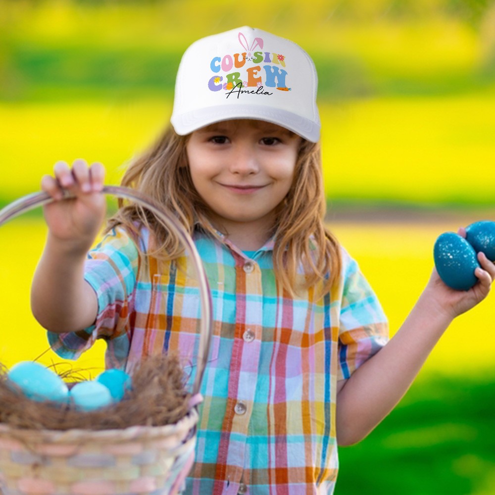 Personalized Cousin Crew Easter Baseball Hat, Custom Name Easter Cap for Family, Adjustable Hat for Kids and Adults, Holiday Gift for Easter Celebration