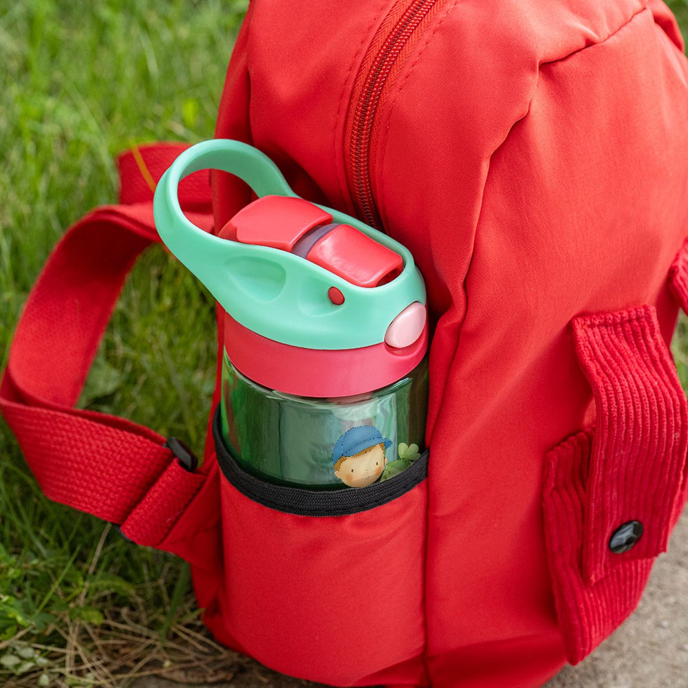 Personalisierte Kinder Wasserflasche 475 ml – BPA-frei, mit Strohhalm, Schultüte-Motiv, Verschiedene Farben und Figuren zur Auswahl, Mit Namensgravur, Schulanfang Geschenk für Jungen Mädchen