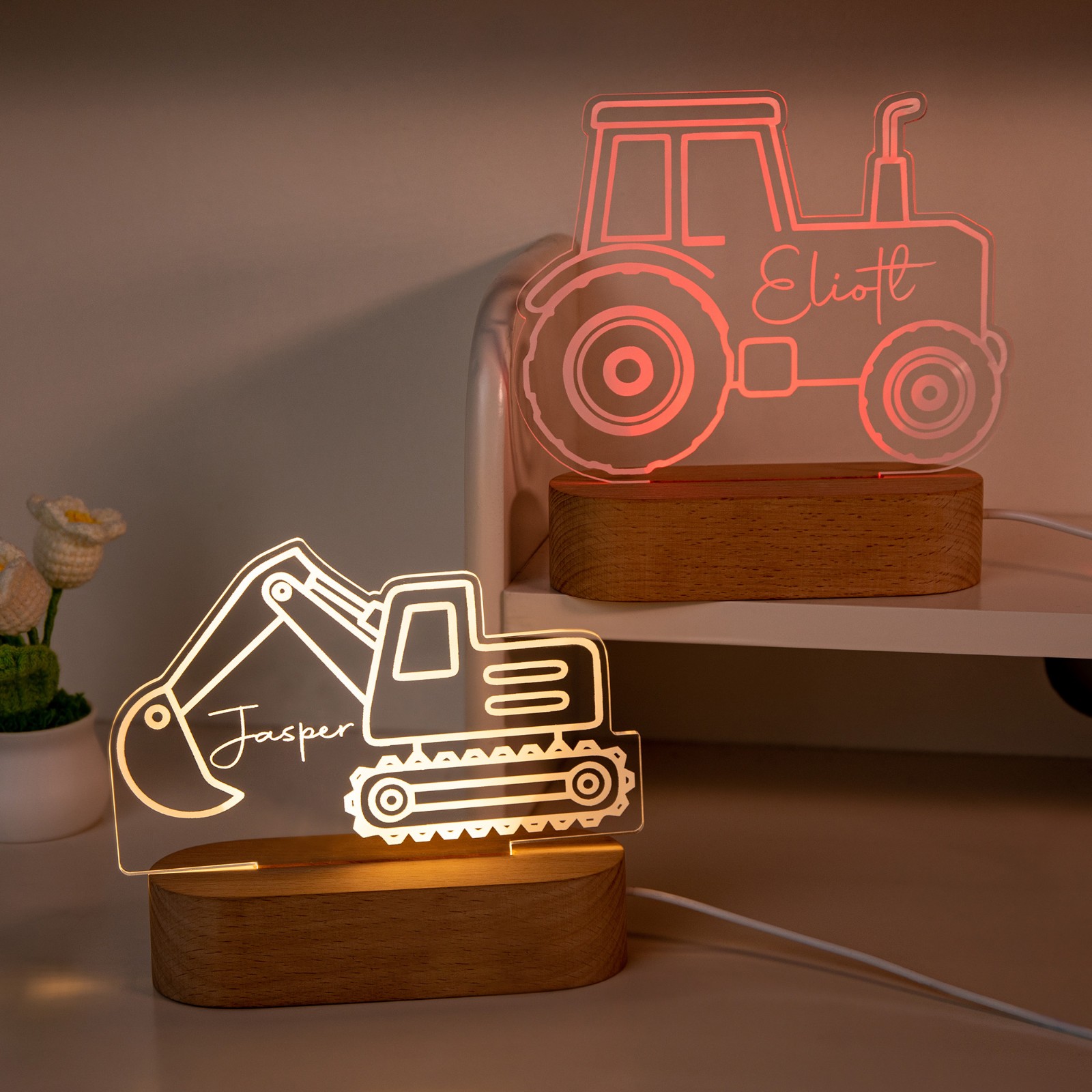 thumbnail image 2 of Tractor Funky Farm Machine 3D LED Night Light – 7 Color Changing With Remote For Kids Room 2 of 6