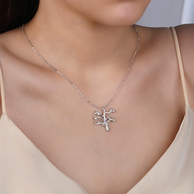 Personalized Family Tree Necklace with Birthstones, Sterling Silver 925 Dainty Family Jewelry, Birthday/Mother's Day Gift for Her/Mom/Grandma
