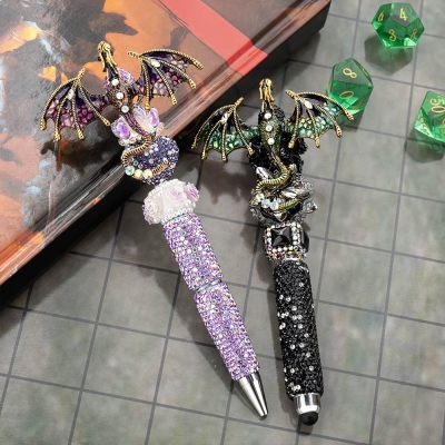 Soaring Dragon Pens, Ballpoint Twist Pen, Black Pen, Diamond Pen, Signature Pen, Gifts for Fourth Wing Fans, Gifts for DND Fans, Dragon Gift