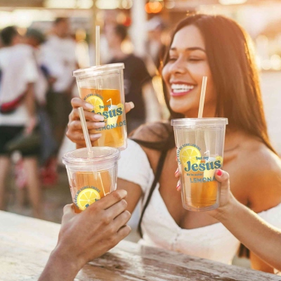 Christian Inspirational Tumbler with Straw, Life Gave Me Lemons but My Jesus Be Makin' Lemonade Faith Motivational Cup, Daily Encouragement Gift