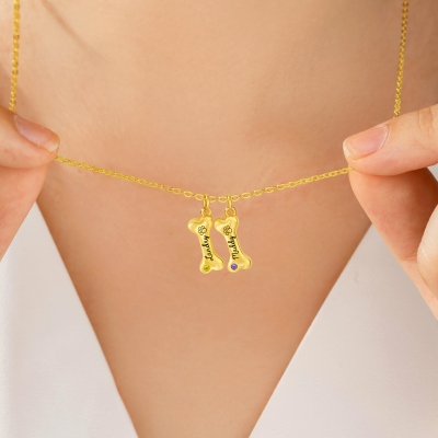 Personalized Exquisite 1-8 Name Dog Bone Necklace