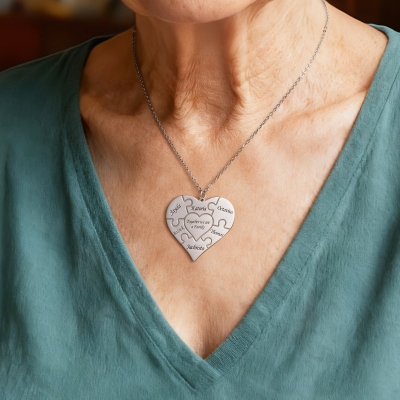Personalized Heart Puzzle Necklace