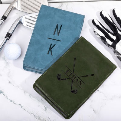 Personalisierter Golf Scorecard-Halter aus Leder mit Multicolor, Golf Yardage Book Cover mit individuellem Namen, Golf-Zubehör, Geschenk für Golfer/Papa/Bräutigam
