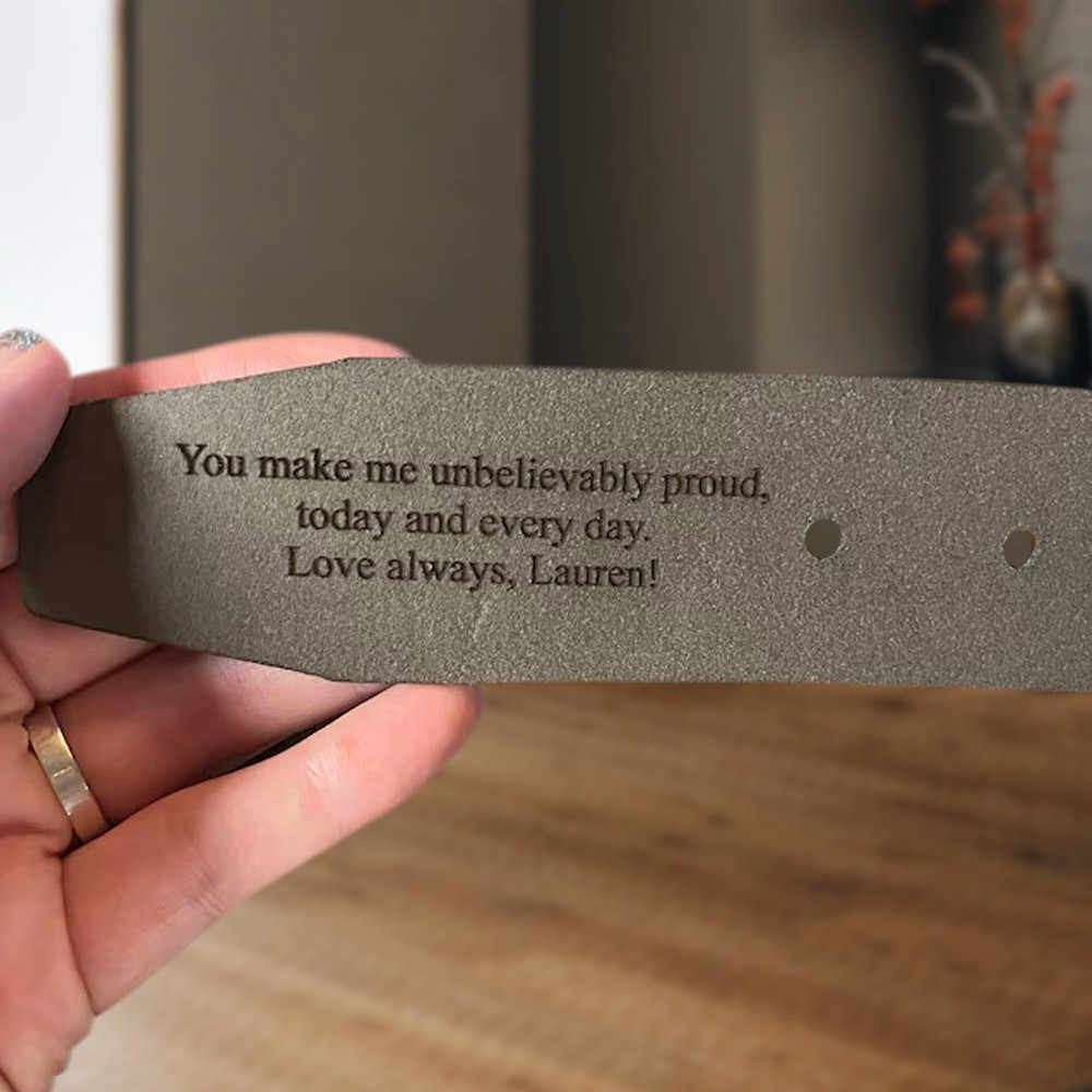 Custom Engraved Belts for Men, Personalized Leather Anniversary Gifts for Him, Groove Belt for