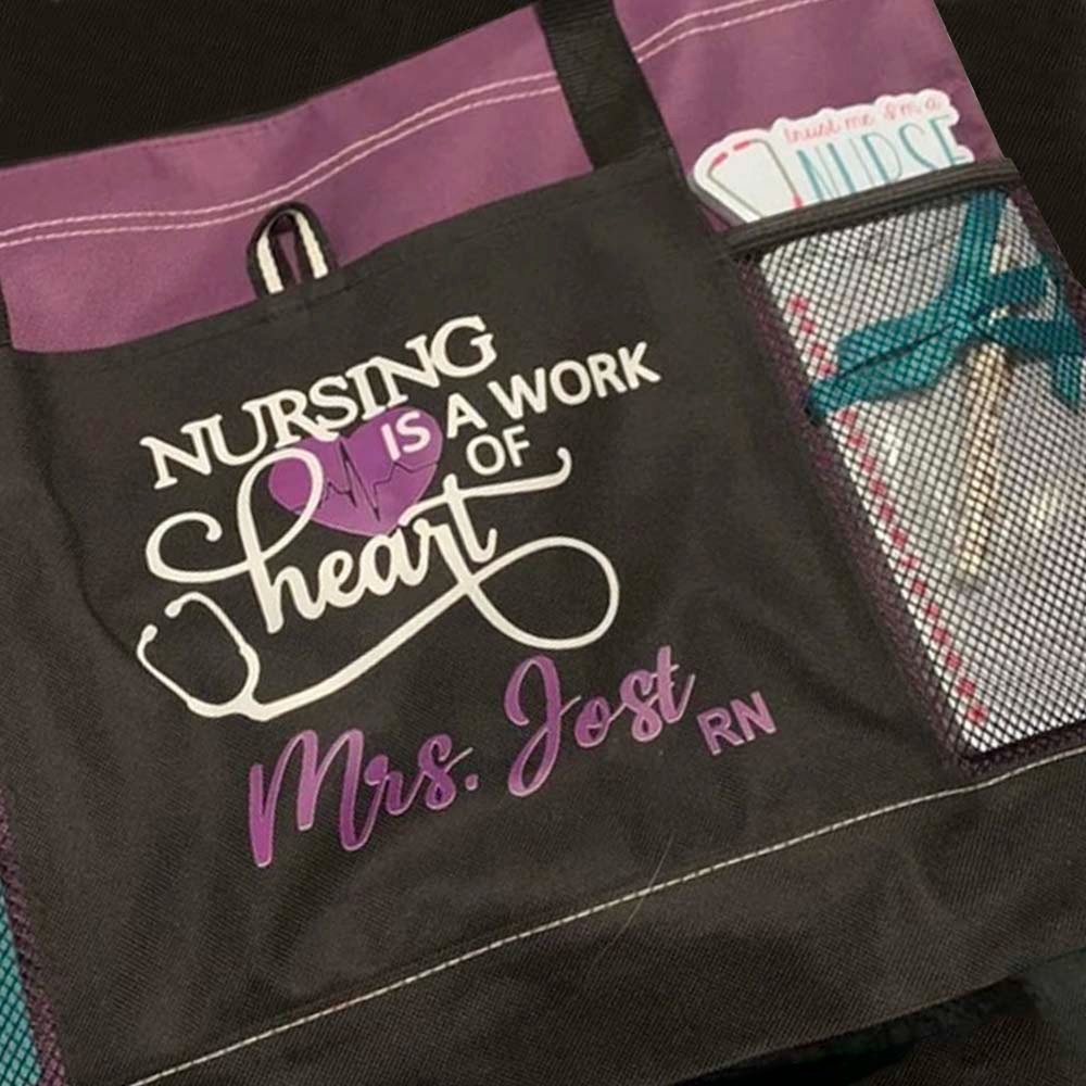 Personalized Large Nurse Tote Bag for Work, Canvas Nursing Bag with