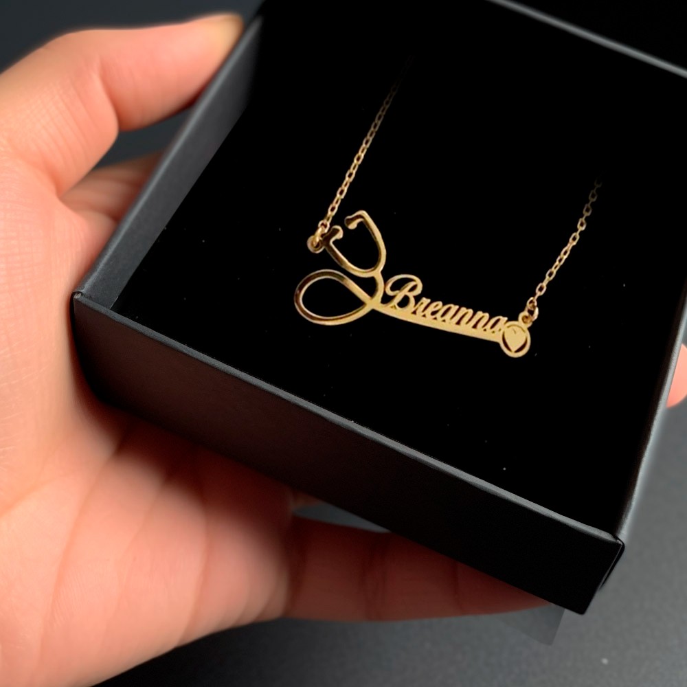 Personalized Stethoscope Necklace with Name, Nurse Necklace, Custom