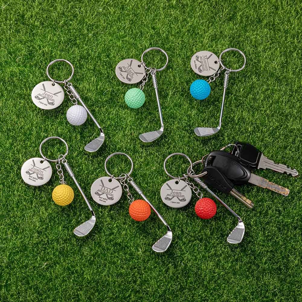 Personalized Best Golfer Ever Keychain, Custom Engraved Golf Ball Charm ...