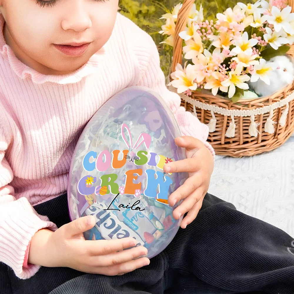 Personalized Cousin Crew Easter Eggs Custom Name, Multicolor Easter Egg for Family and Kids, Unique Holiday Gift for Easter Celebration