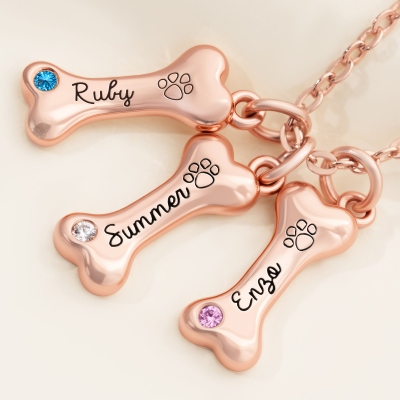 Personalized Exquisite 1-8 Name Dog Bone Necklace