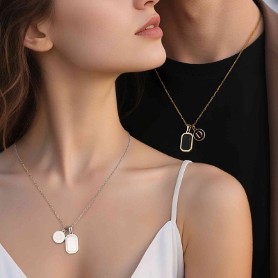 18k Gold Onyx Necklace Rec, 18K Gold Compass Necklace, Waterproof Necklace for Man, Stainless Steel Necklace, Gift For Man, Gift For Him