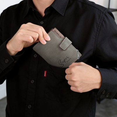 Personalized Foldable Photo Wallet with Name, Custom Vintage Leather Card Holder for Men, Father's Day/Birthday/Anniversary Gift for Dad/Boyfriend/Him