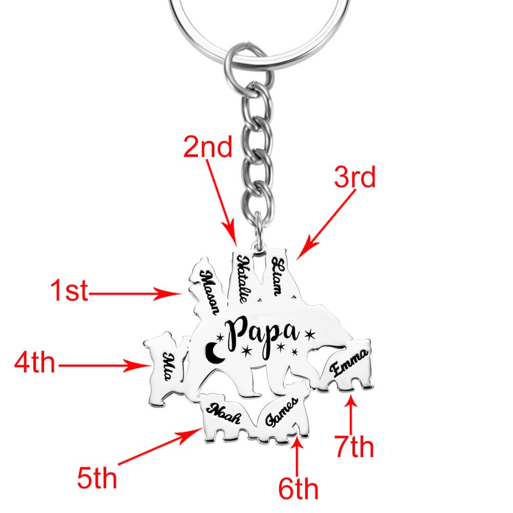 Personalized Papa Bear Keychain for Dad