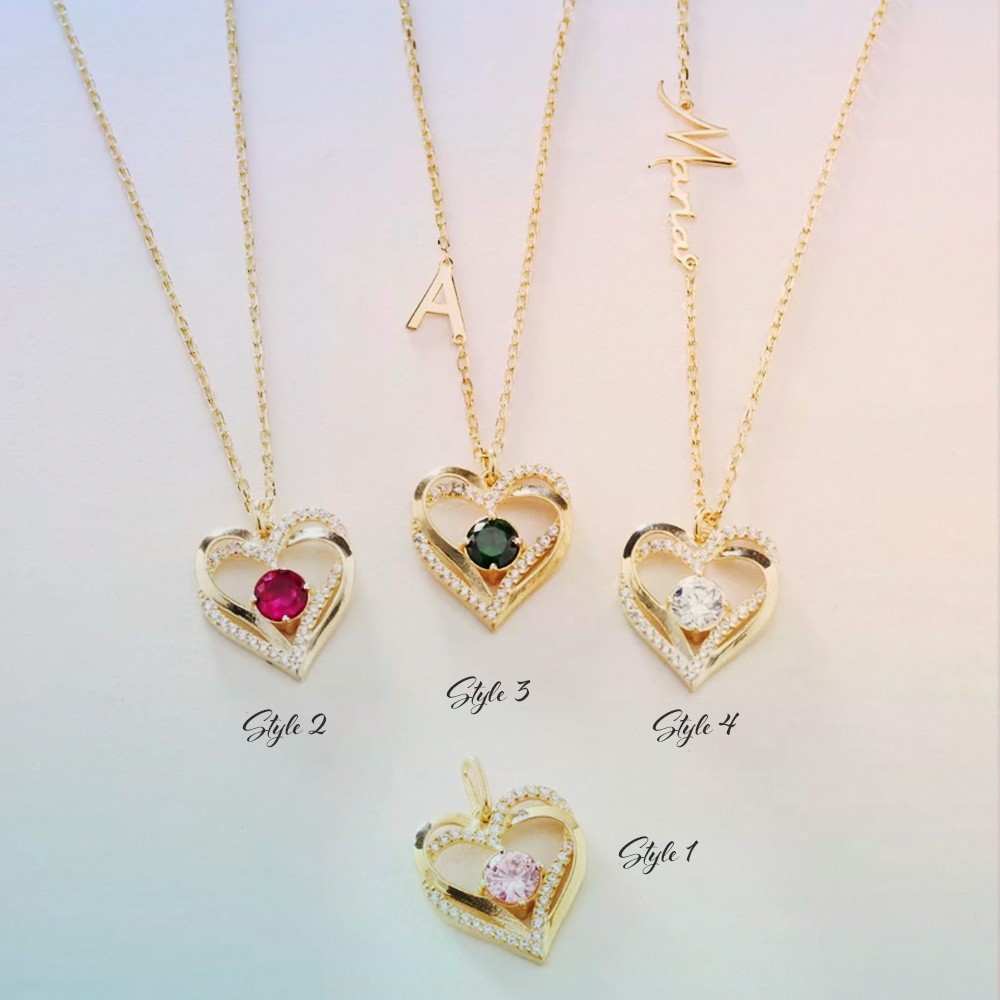 Birthstone heart necklace