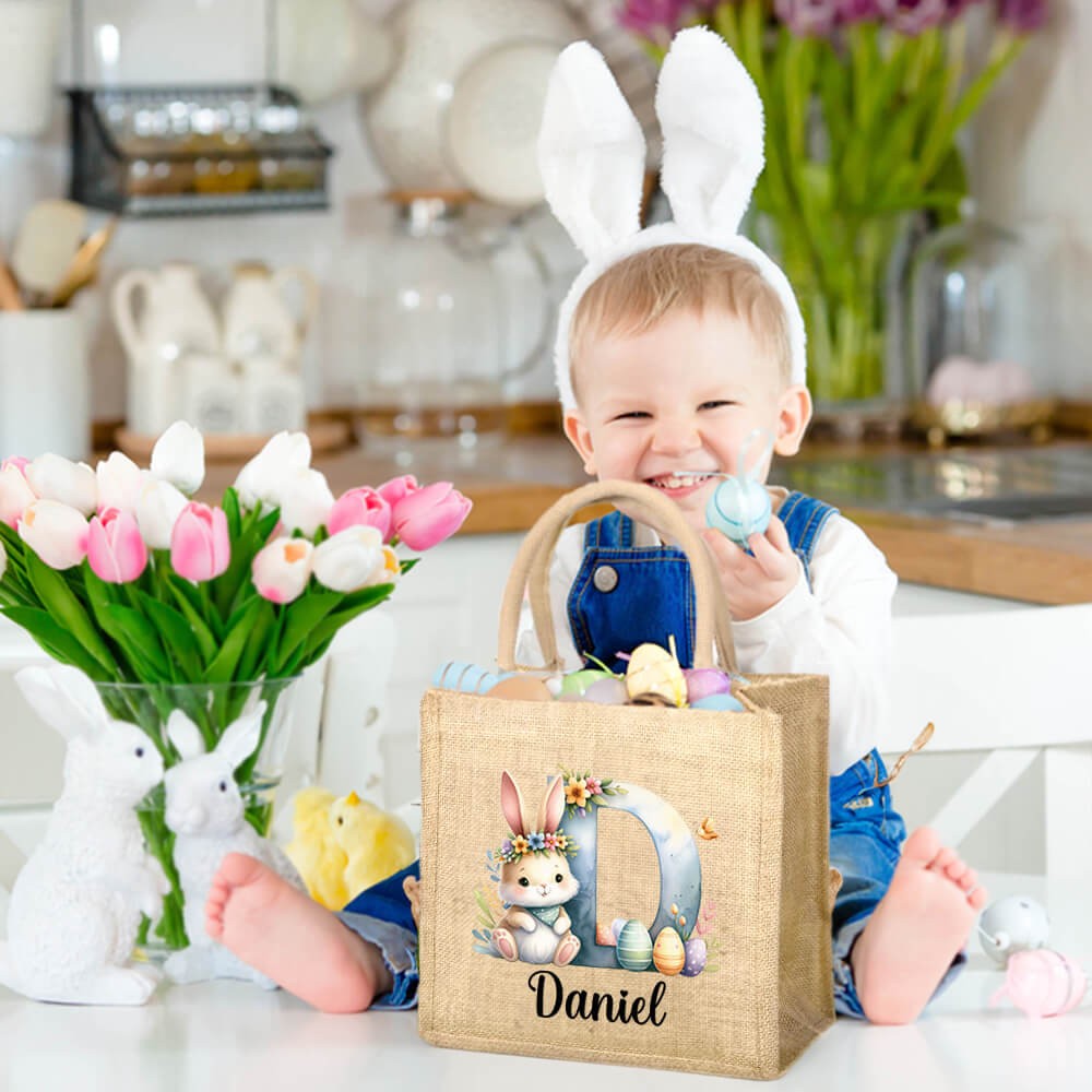 Burlap bag with name