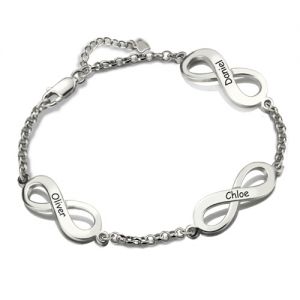 Infinity Name Bracelet with Triple Personalized in Sterling Silver