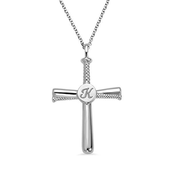 Sterling Silver Custom Baseball Cross Necklace