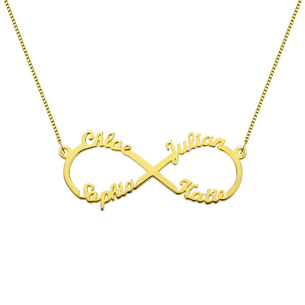 Personalized Sterling Silver Infinity Necklace with Names Custom 18K Gold Plated Name Necklace Eternal Jewelry 