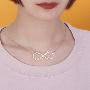 Sterling Silver Infinity Symbol Necklace 4 Names