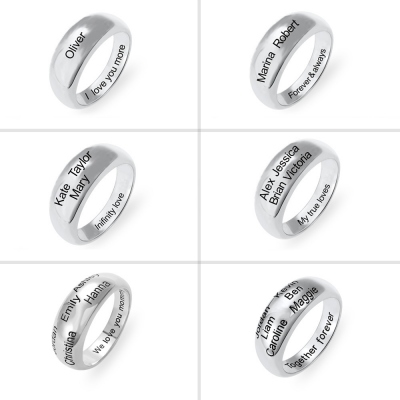 Personalized 1-6 Names Ring in Silver